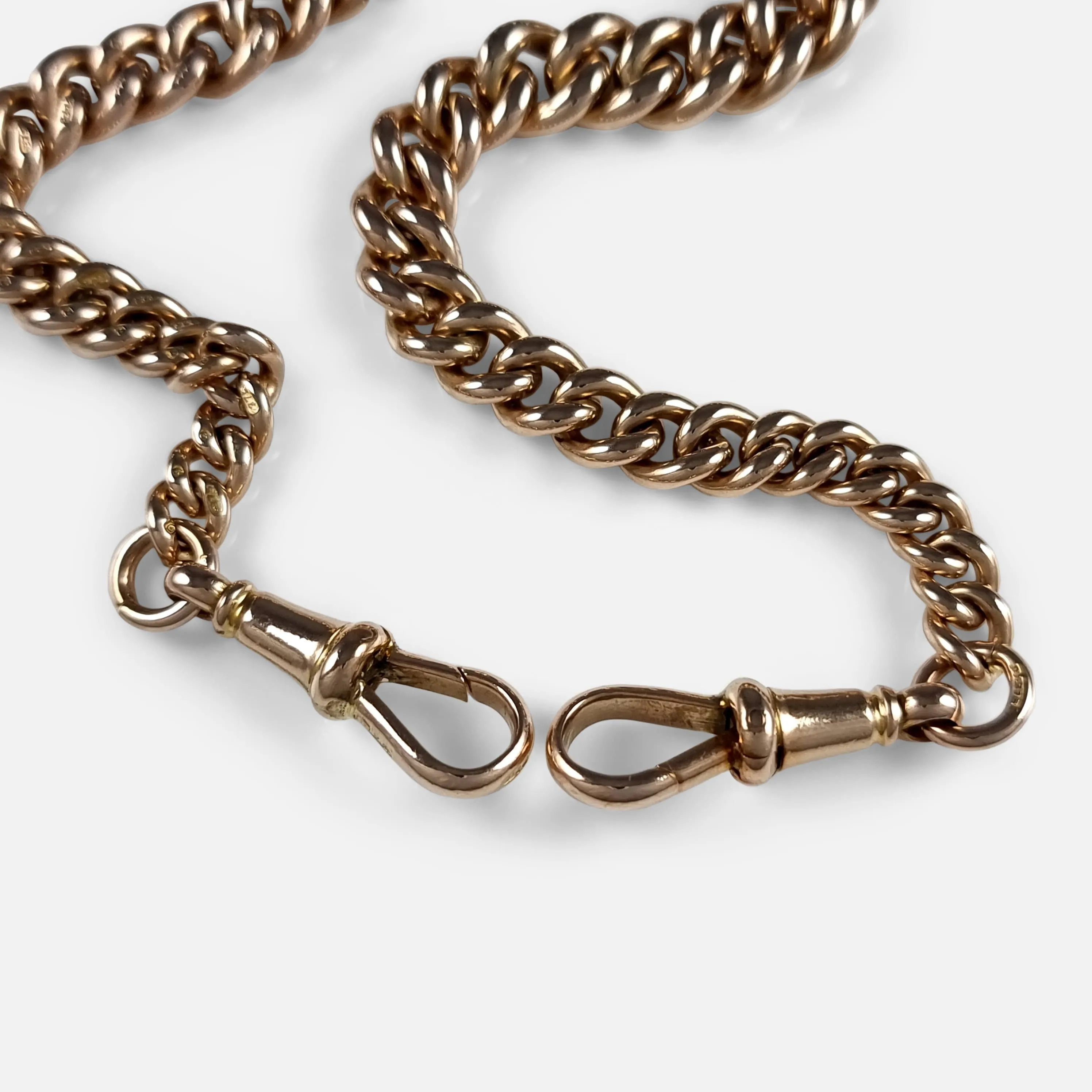 9ct Yellow Gold Graduating Double Albert Watch Chain - 58.6g