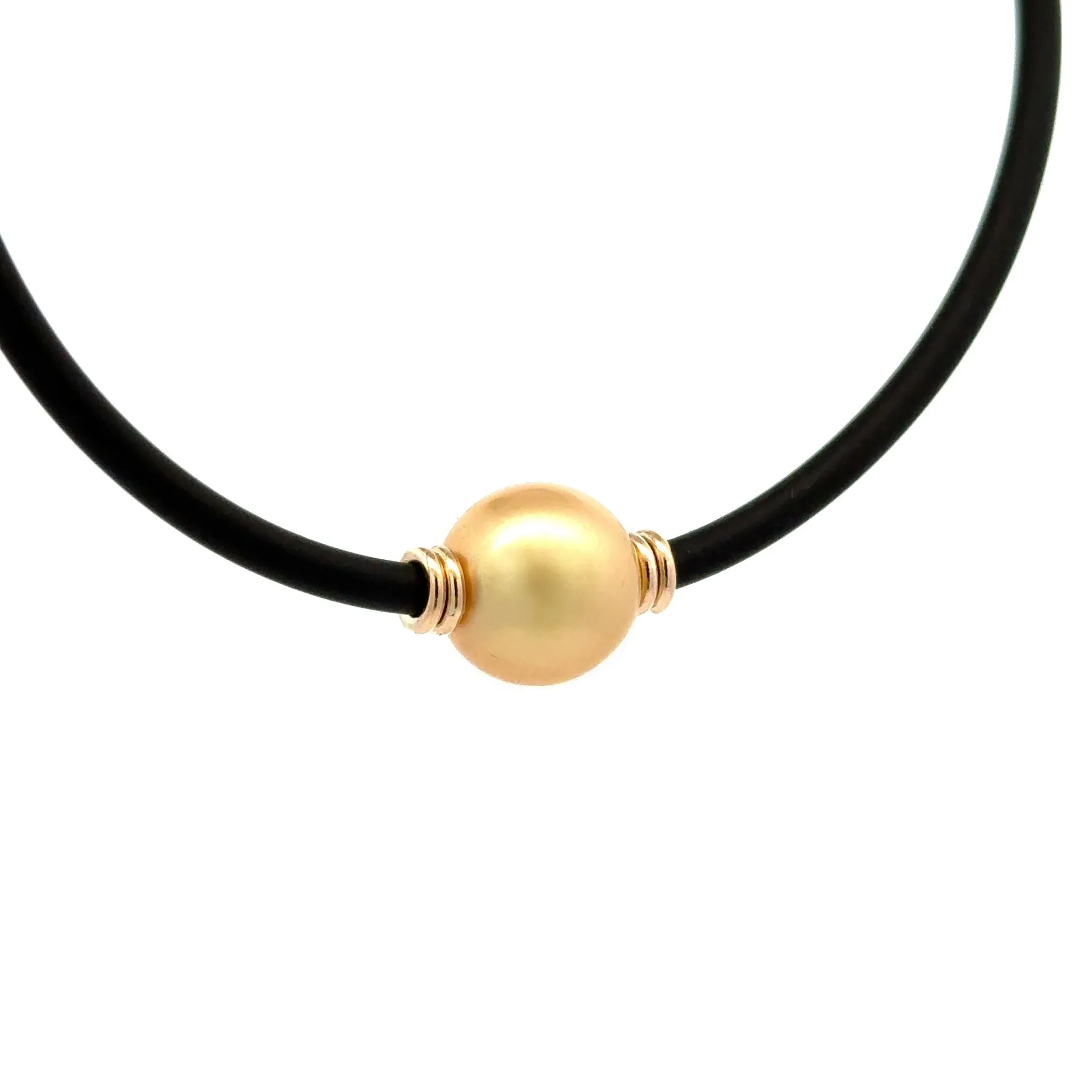9K Yellow Gold South Sea Cultured 12-13mm Pearl Neoprene Necklace