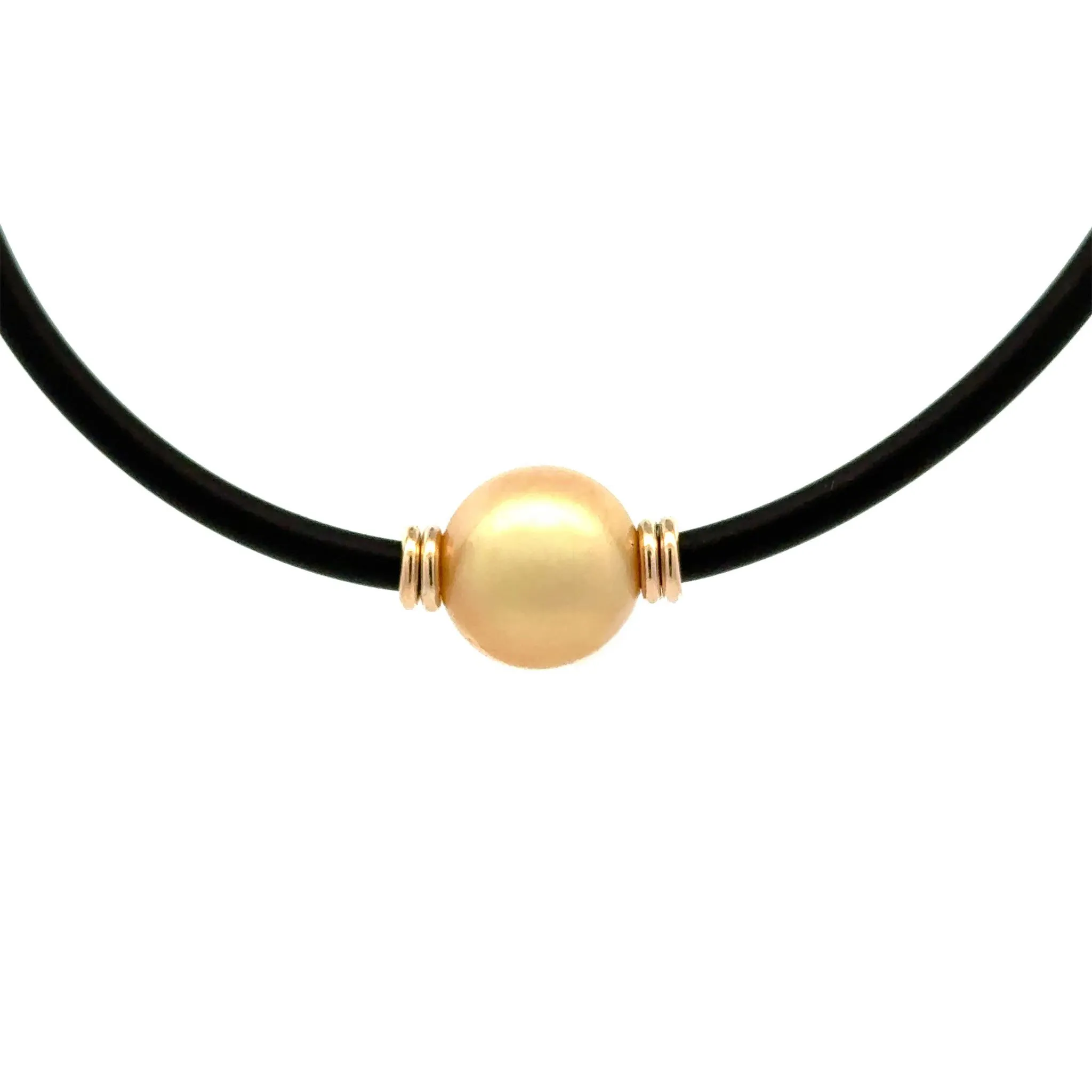 9K Yellow Gold South Sea Cultured 12-13mm Pearl Neoprene Necklace