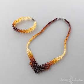 Amber necklace and bracelet "Princess little rainbow"