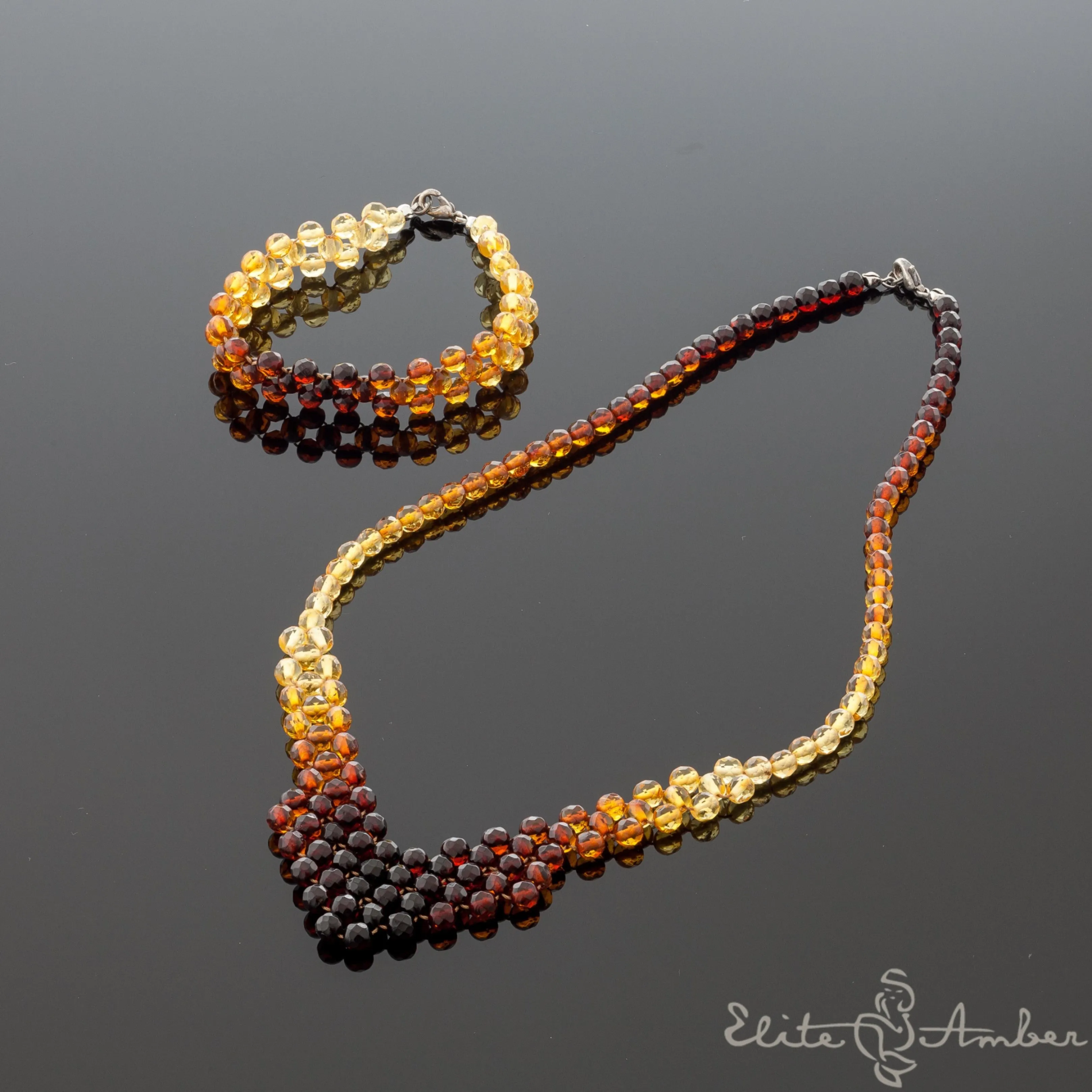 Amber necklace and bracelet "Princess little rainbow"