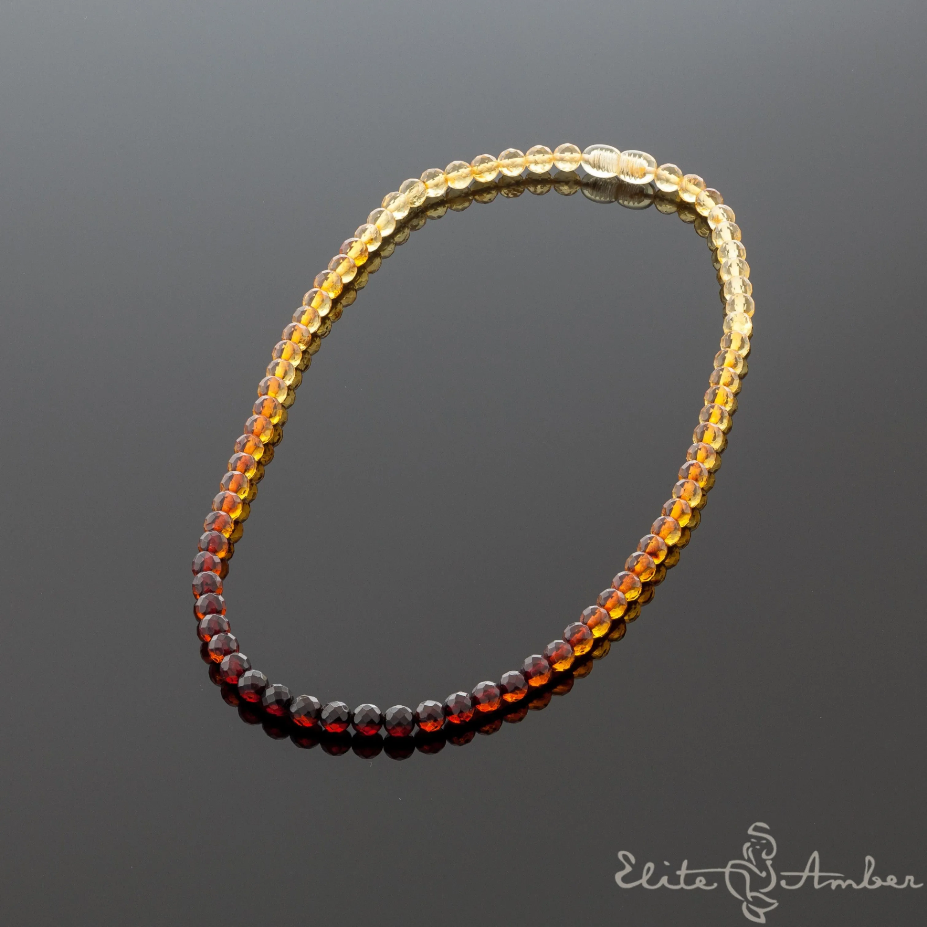 Amber necklace "Glossy rainbow"