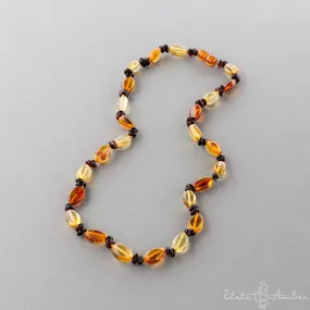 Amber necklace "Lemon cognac pebbles"