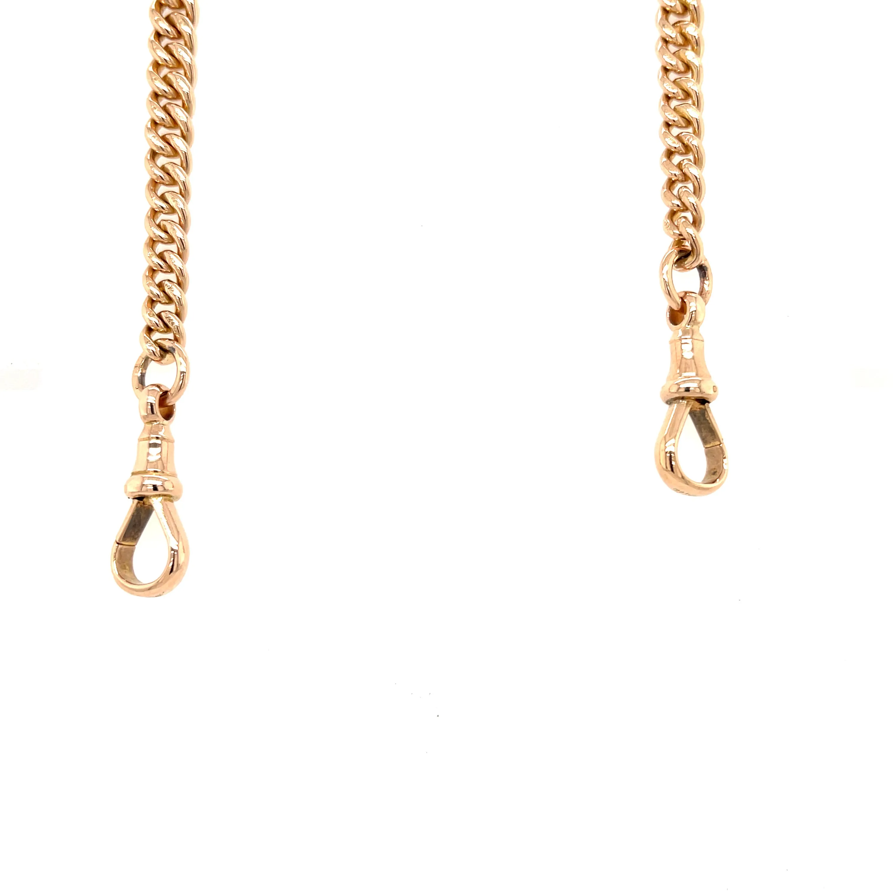 Antique 9ct Rose Gold Graduated Double Albert Watch Chain & T Bar - 47.44g