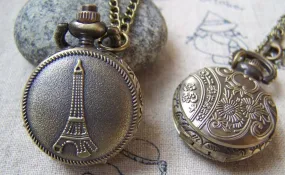 Antique Bronze Eiffel Tower Pocket Watch A5732
