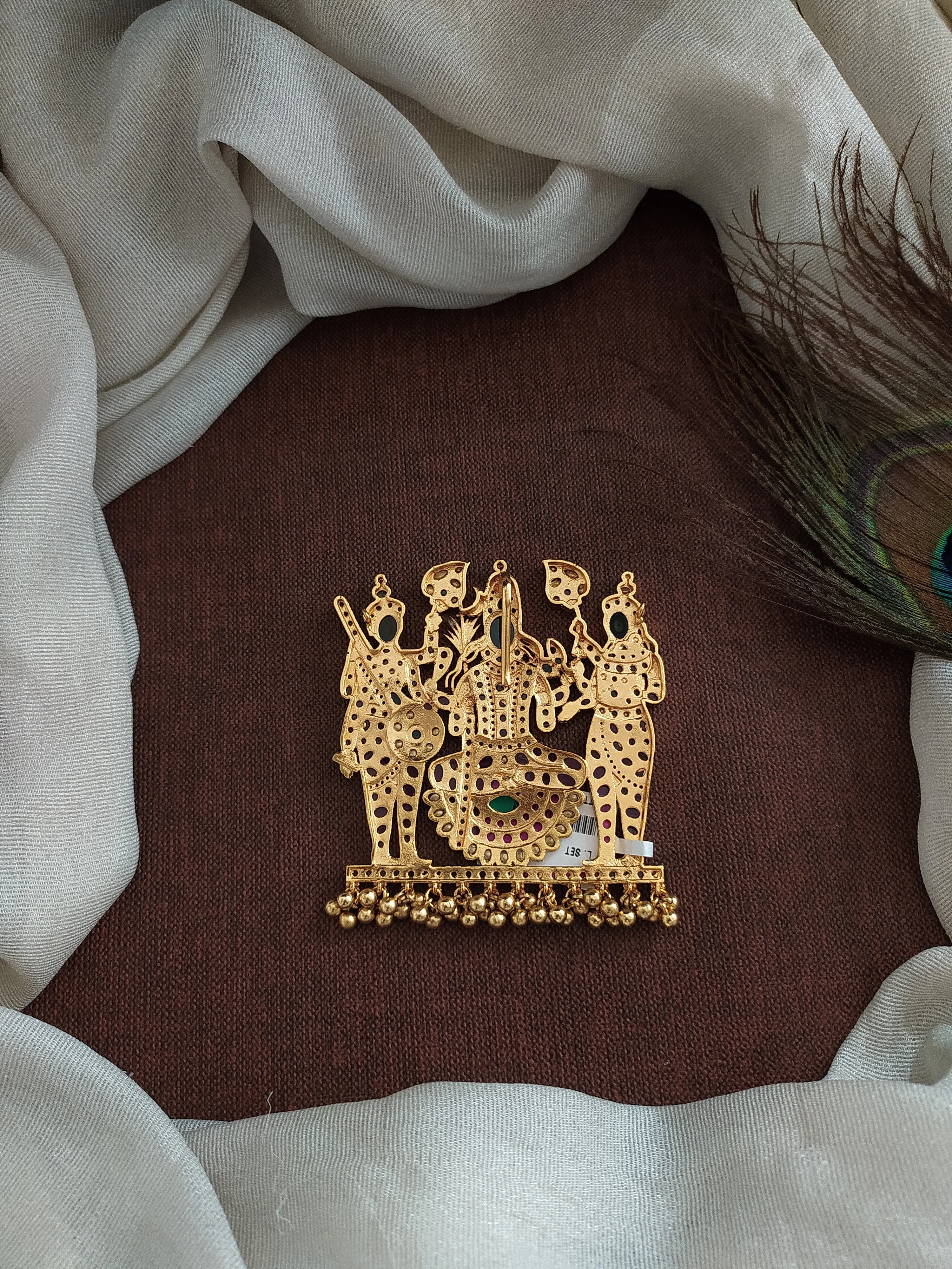 Antique Kemp Stones Lakshmi Pendant Set - Customizable for the Festive Season