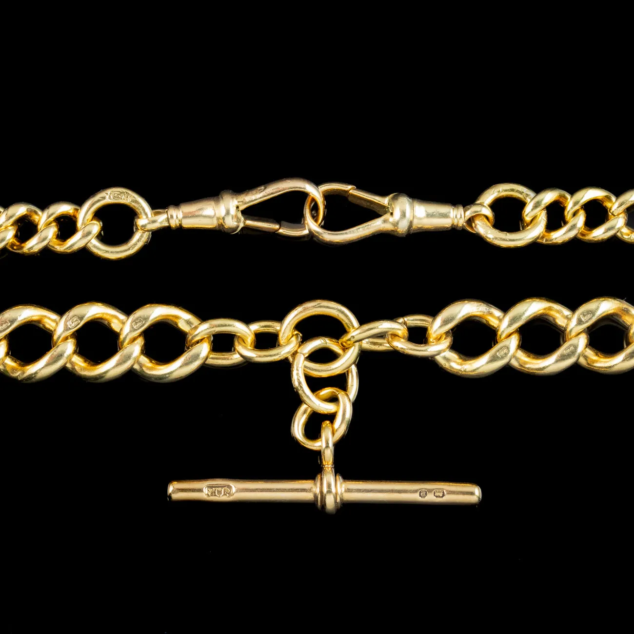Antique Victorian Albert Chain Silver 18ct Gold Gilt Dated 1886