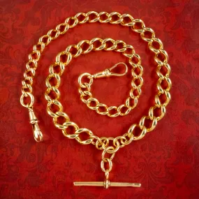 Antique Victorian Albert Chain Silver 18ct Gold Gilt Dated 1886