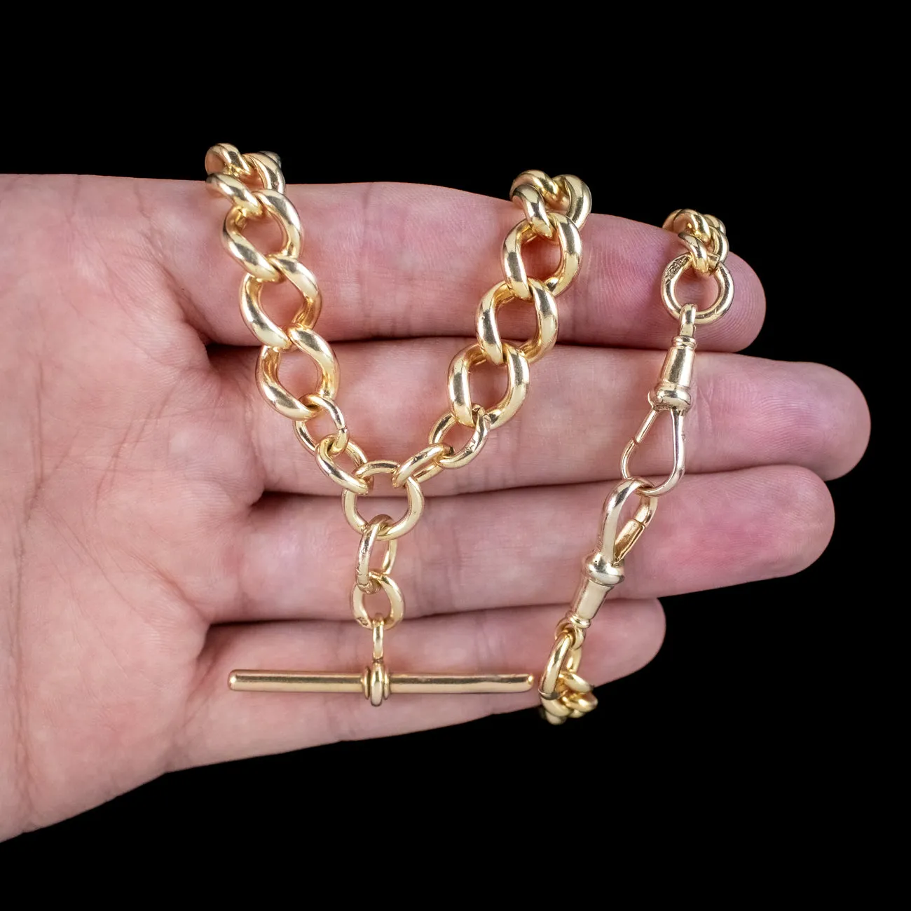Antique Victorian Albert Chain Silver 18ct Gold Gilt Dated 1886