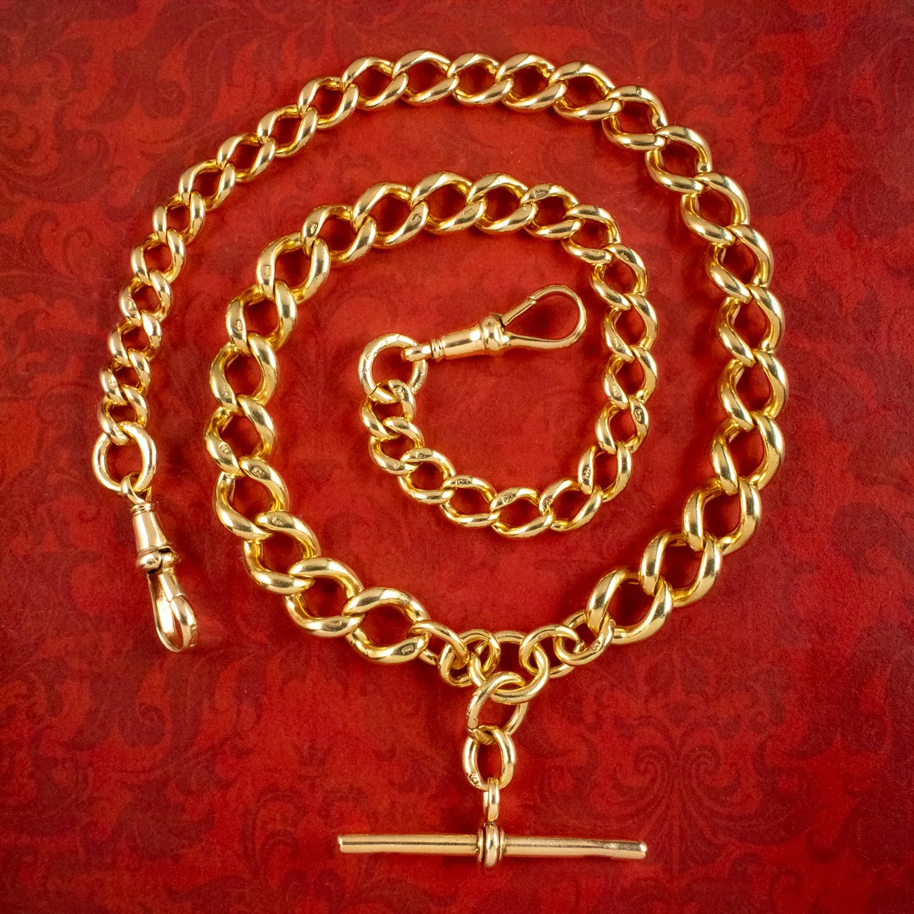Antique Victorian Albert Chain Silver 18ct Gold Gilt Dated 1886