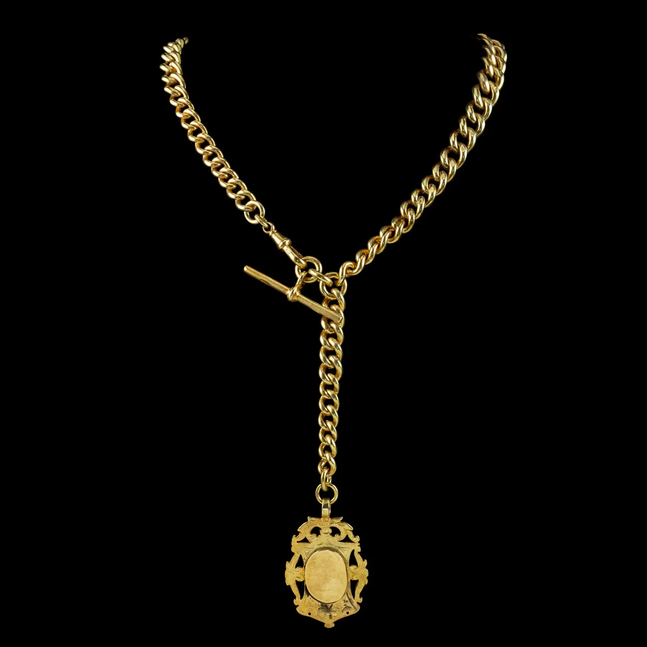 Antique Victorian Albert Chain With Medallion Silver 18ct Gold Gilt Dated 1897