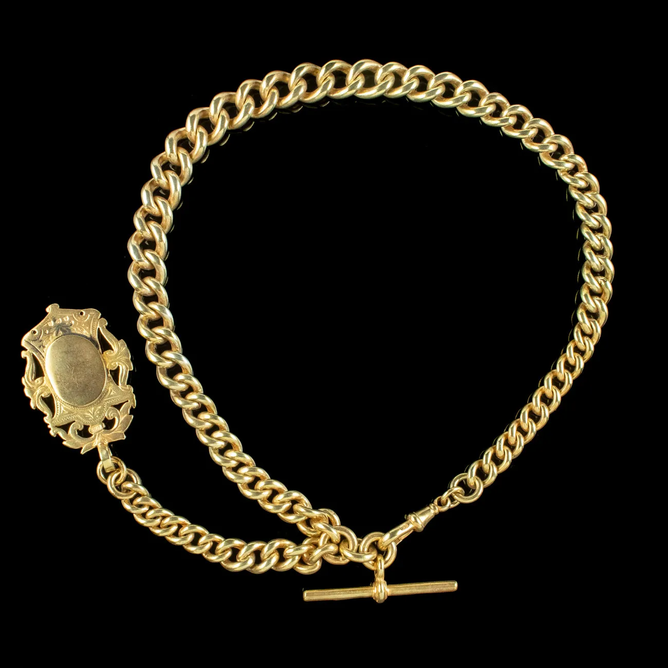 Antique Victorian Albert Chain With Medallion Silver 18ct Gold Gilt Dated 1897