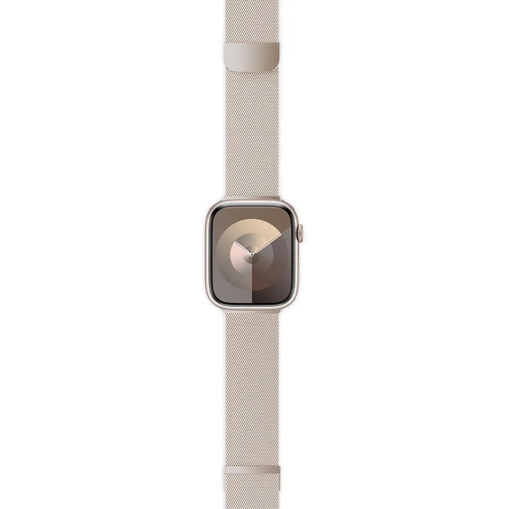 Apple Watch (38/40/SE/41/42mm) Epico Milanese  (Plus) Rustfri Stål Rem - Starlight