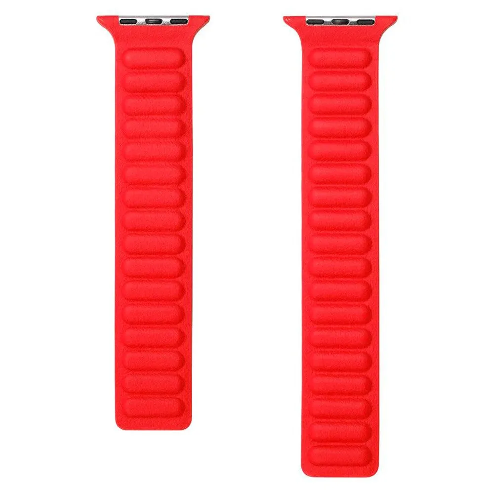 Apple Watch (38/40/SE/41/42mm) Lippa Magnetisk Læder Rem - Rød