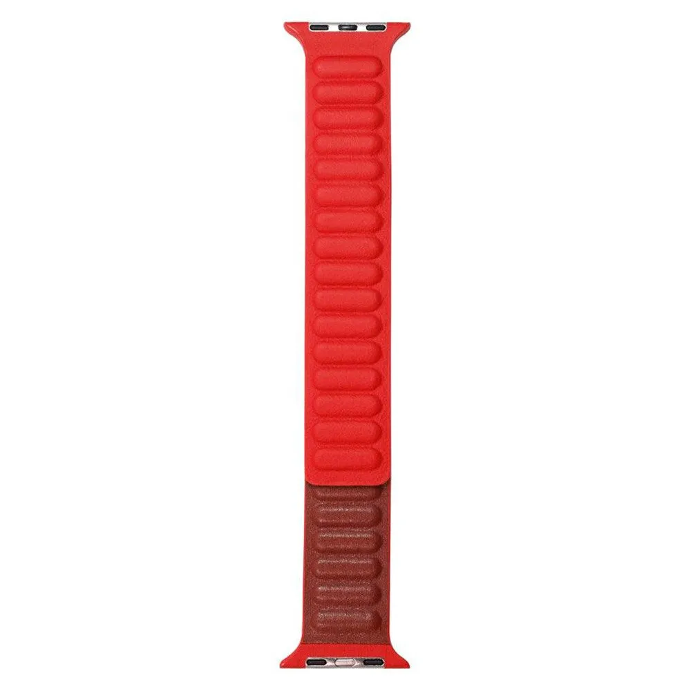 Apple Watch (38/40/SE/41/42mm) Lippa Magnetisk Læder Rem - Rød