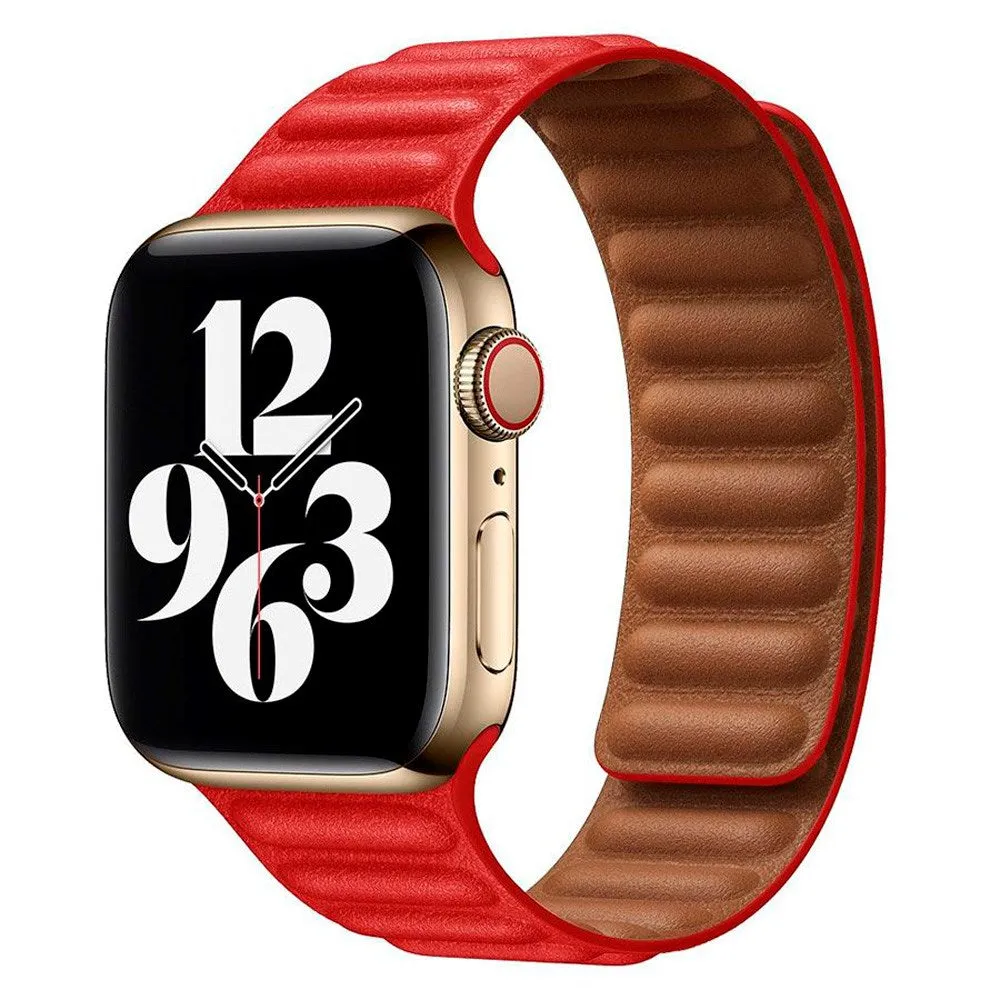 Apple Watch (38/40/SE/41/42mm) Lippa Magnetisk Læder Rem - Rød