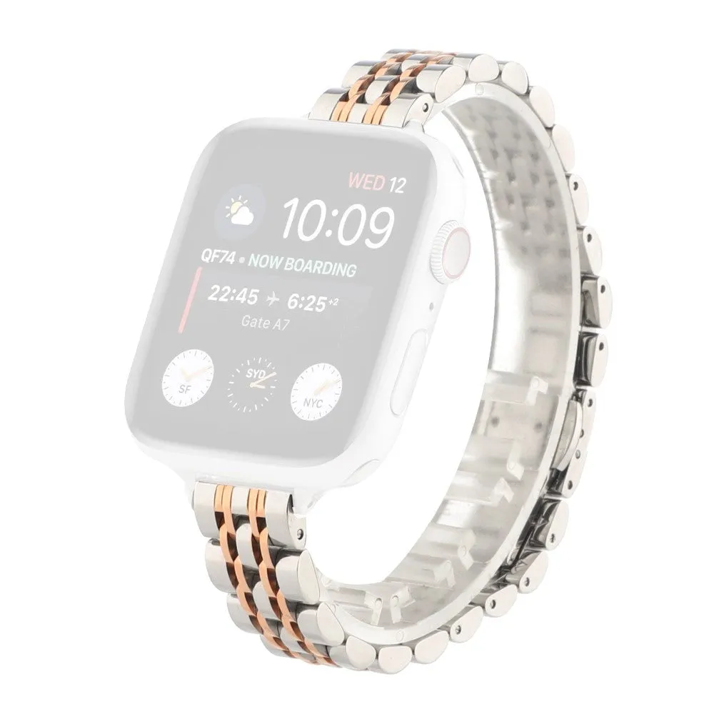 Apple Watch (38/40/SE/41/42mm) Rustfri Stål Rem - Sølv / Rose gold
