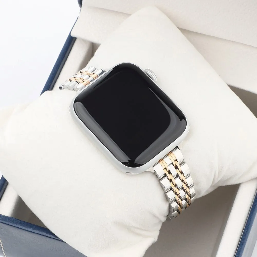 Apple Watch (38/40/SE/41/42mm) Rustfri Stål Rem - Sølv / Rose gold