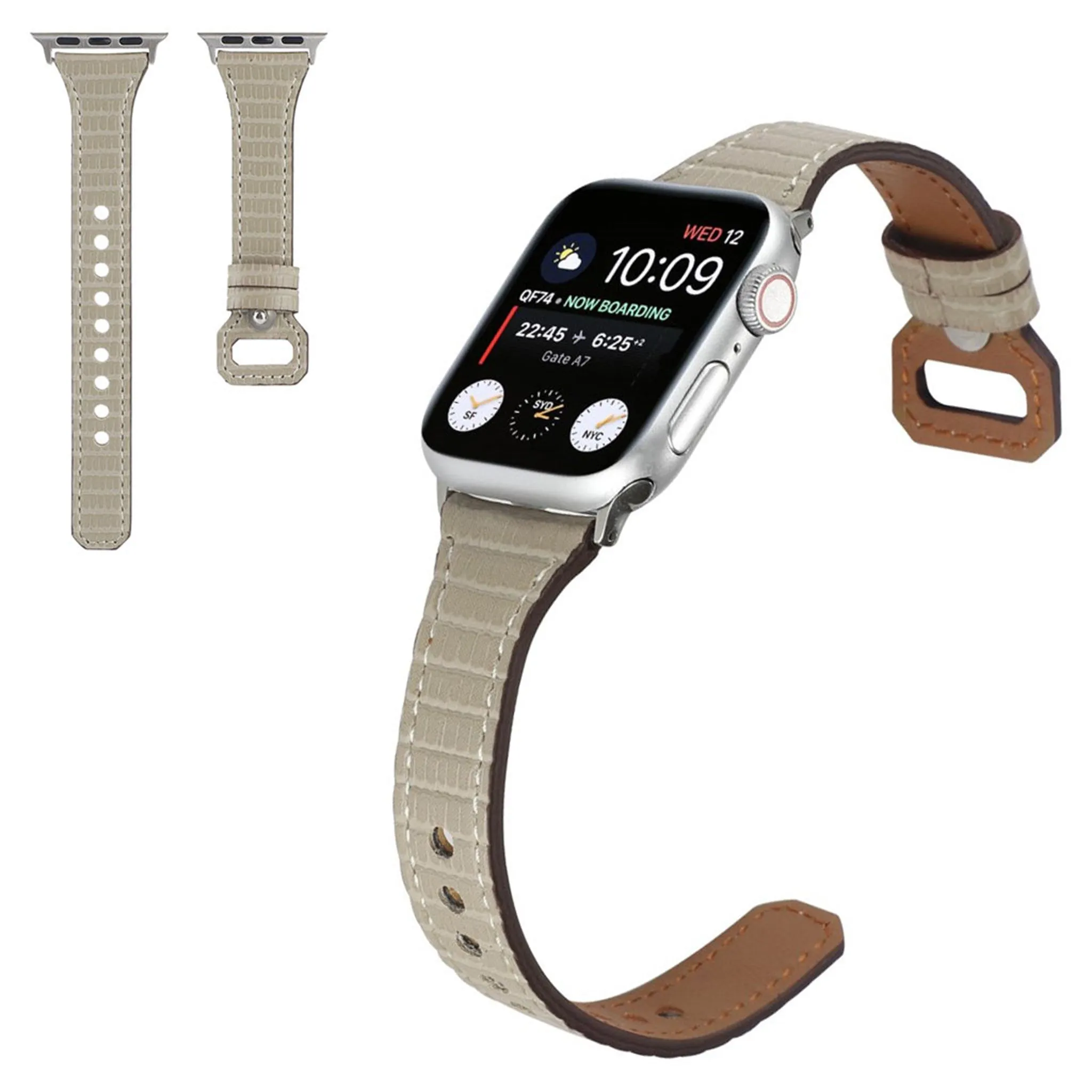 Apple Watch 40mm bamboo textured genuine leather watch strap - Grey