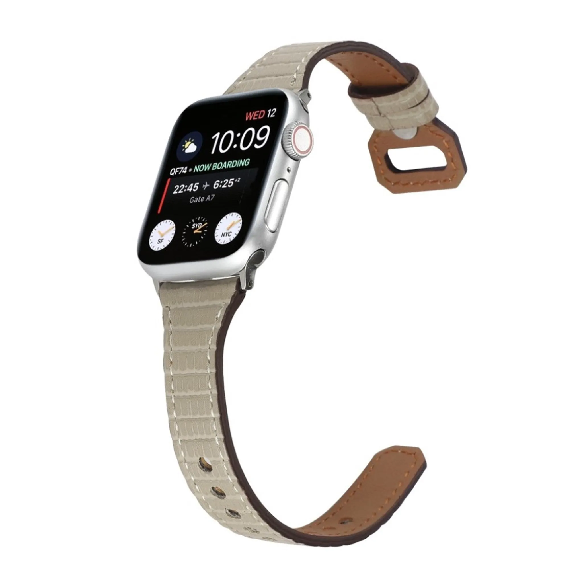 Apple Watch 40mm bamboo textured genuine leather watch strap - Grey