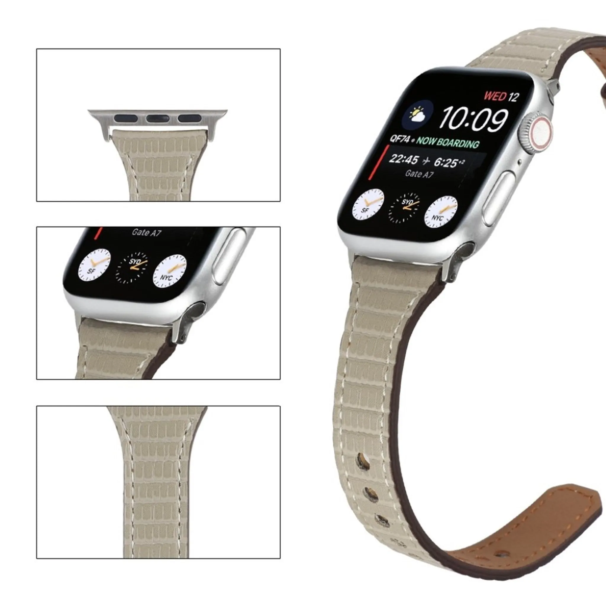 Apple Watch 40mm bamboo textured genuine leather watch strap - Grey