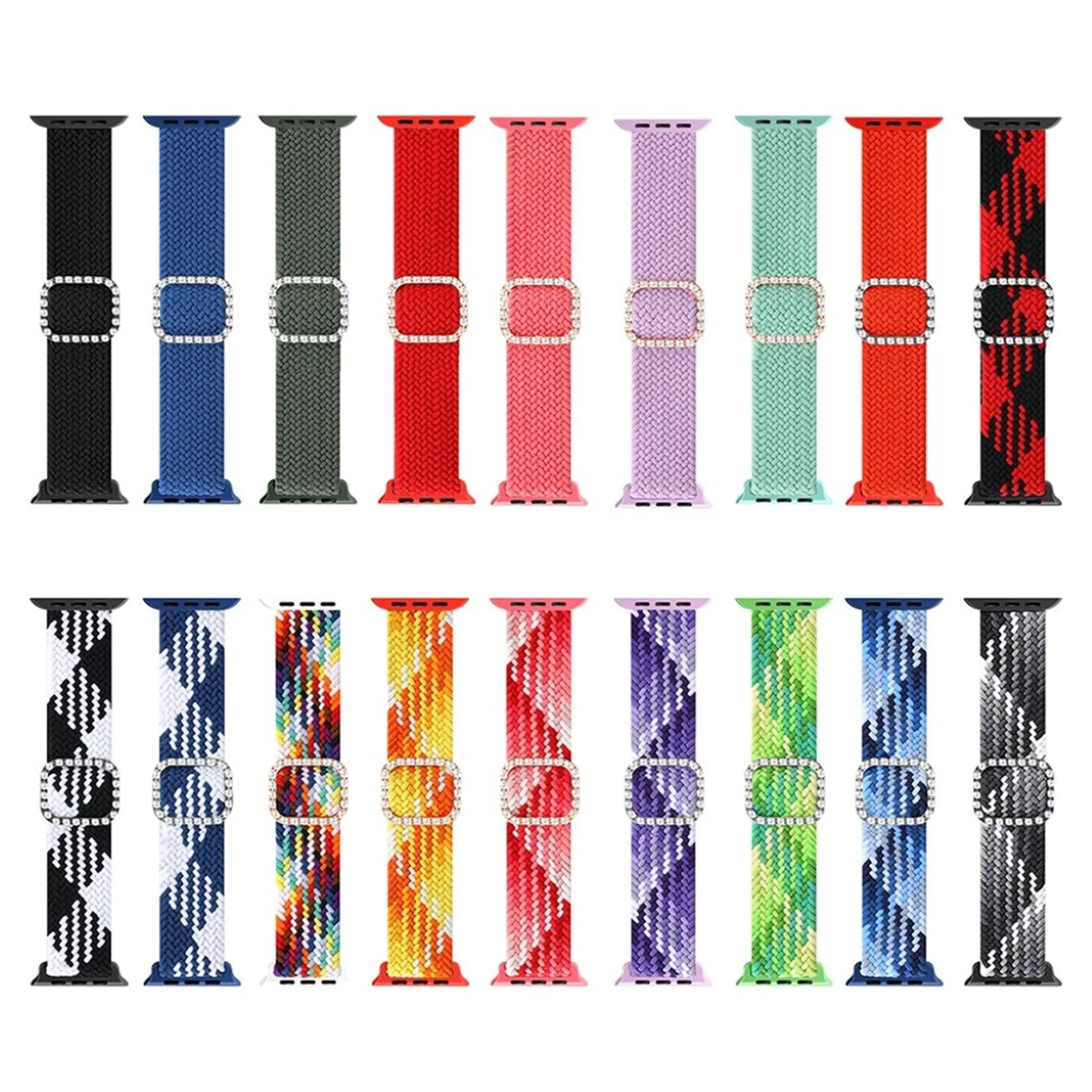 Apple Watch 40mm nylon watch strap in rhinestone buckle - Red between Black