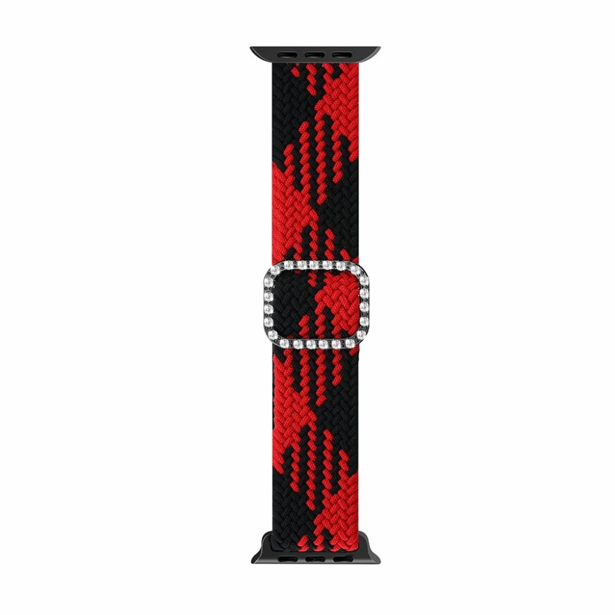Apple Watch 40mm nylon watch strap in rhinestone buckle - Red between Black