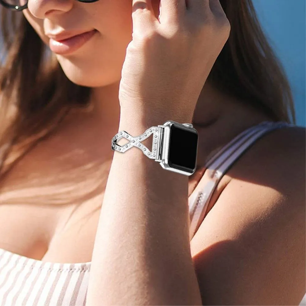 Apple Watch (41mm) rhinestone 304 stainless steel watch strap - Silver