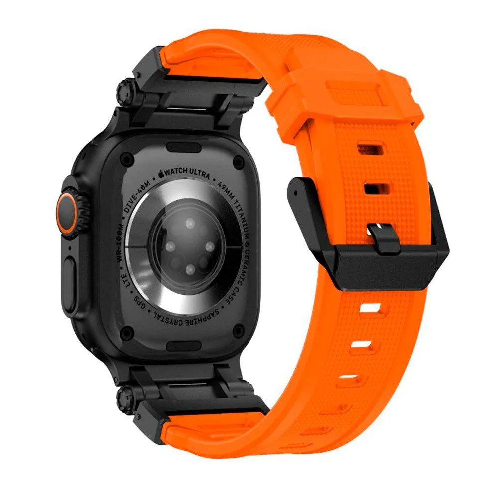 Apple Watch (42/44/SE/45/46/49mm) Tech-Protect Delta Pro Silikone Rem - Black / Orange