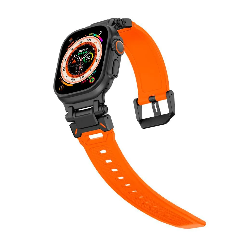 Apple Watch (42/44/SE/45/46/49mm) Tech-Protect Delta Pro Silikone Rem - Black / Orange