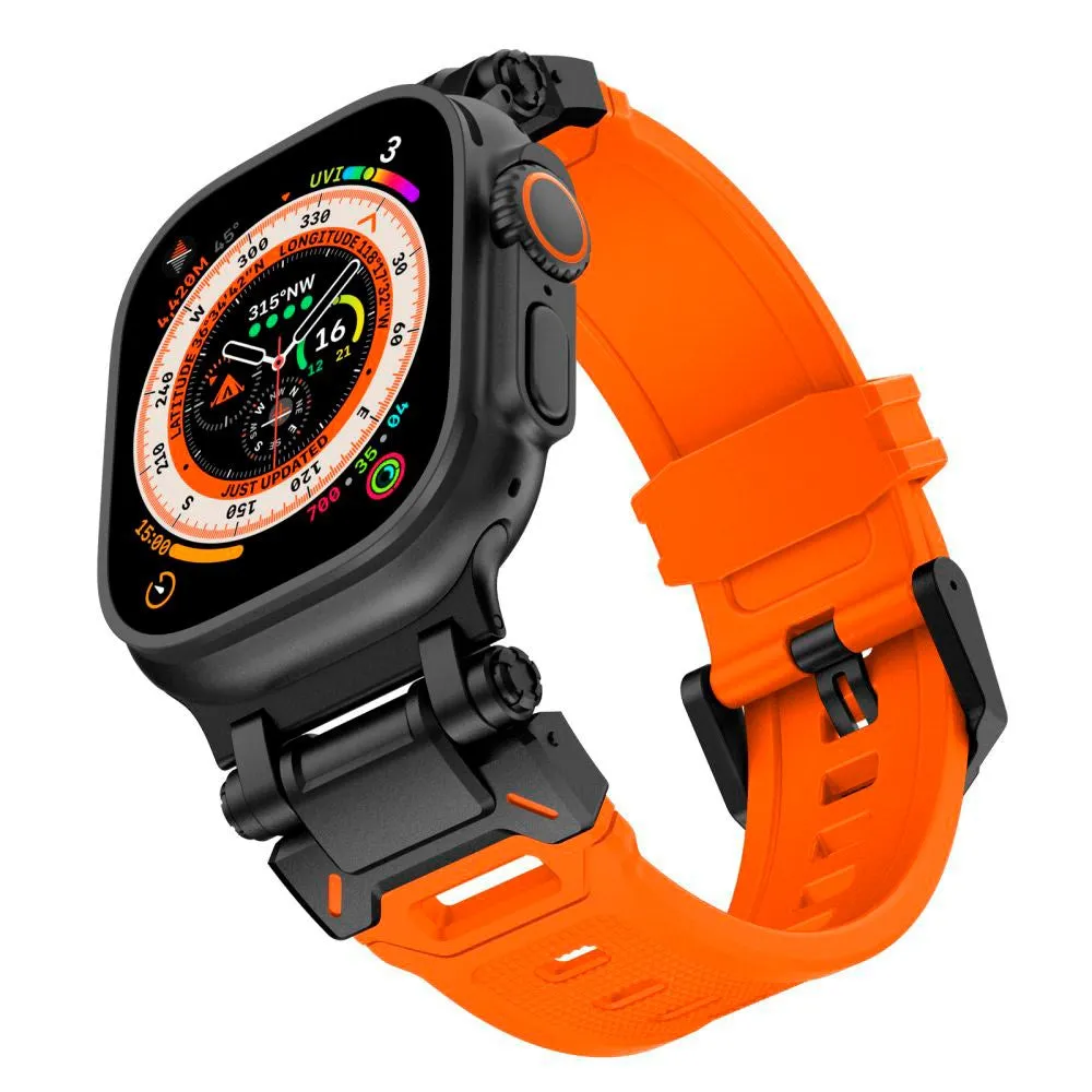 Apple Watch (42/44/SE/45/46/49mm) Tech-Protect Delta Pro Silikone Rem - Black / Orange