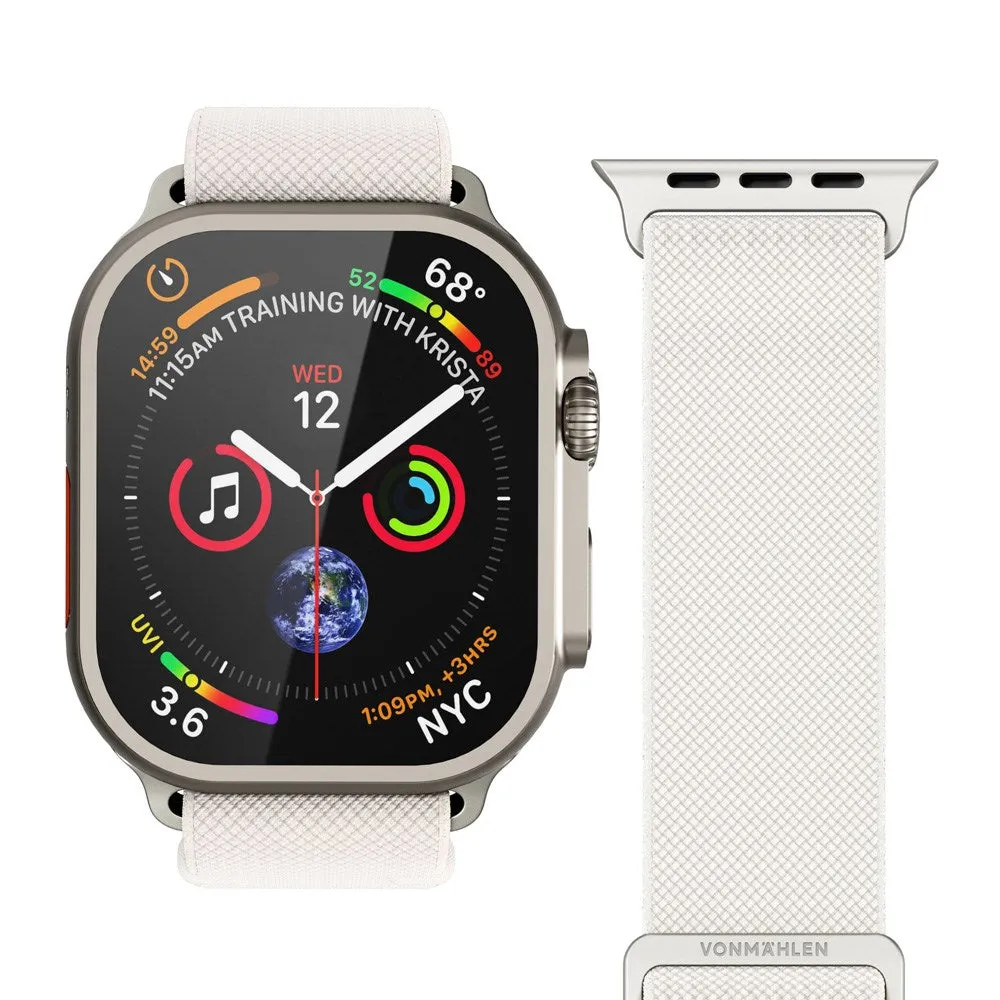 Apple Watch (42/44/SE/45/46/49mm) Vonmählen Classic Nylon Loop Rem - Cream