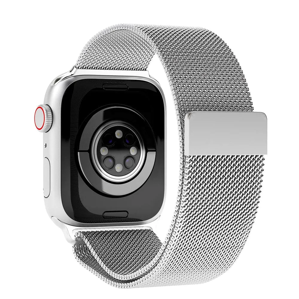 Apple Watch (42/44/SE/45/46/49mm) Vonmählen Milanese Loop Rustfri Stål Rem - Sølv