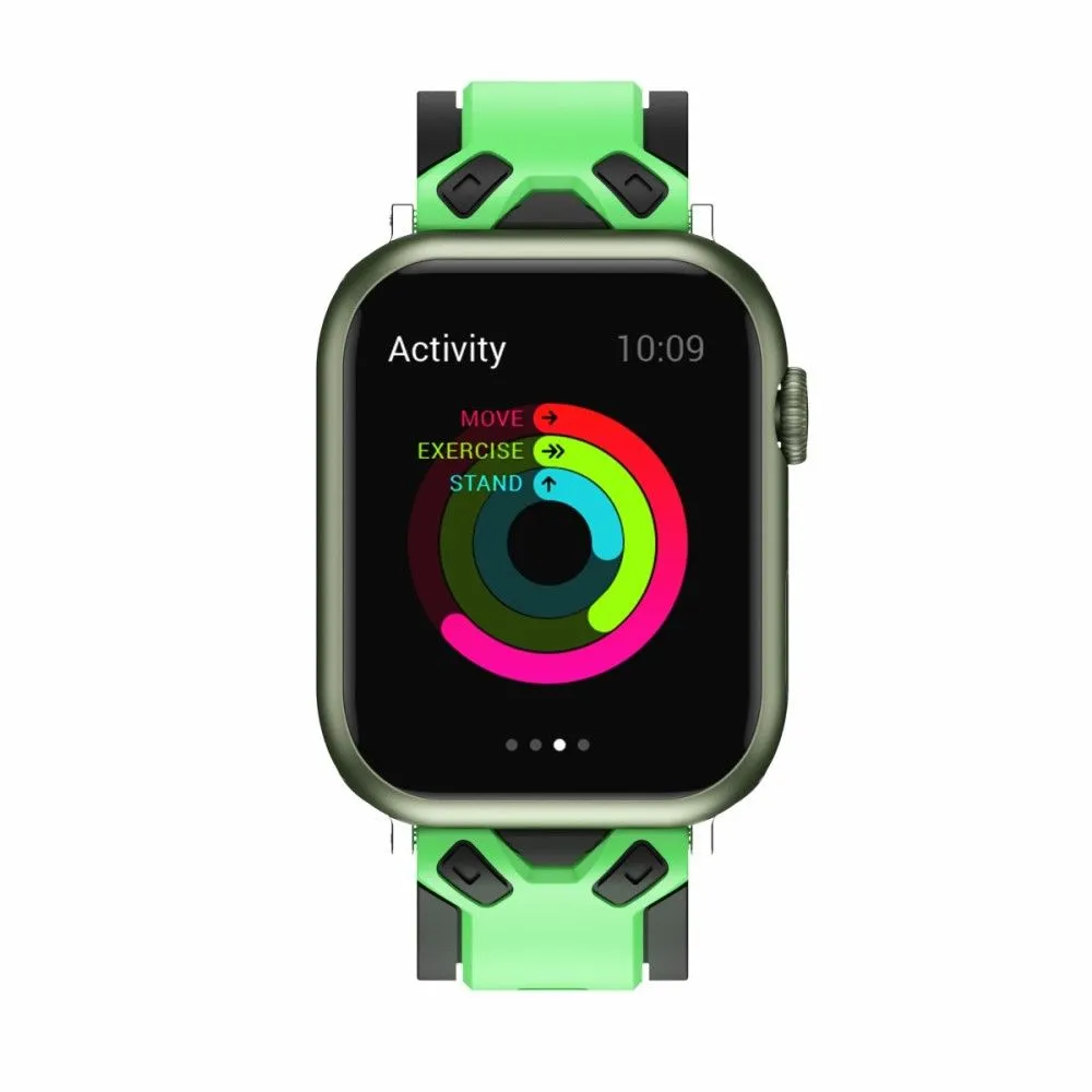 Apple Watch (45mm) color splice silicone watch strap - Grass Green / Black