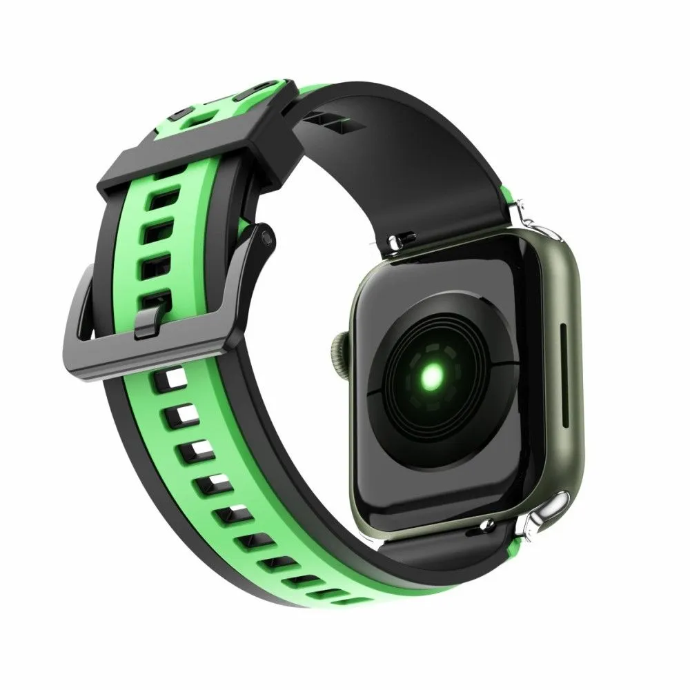 Apple Watch (45mm) color splice silicone watch strap - Grass Green / Black