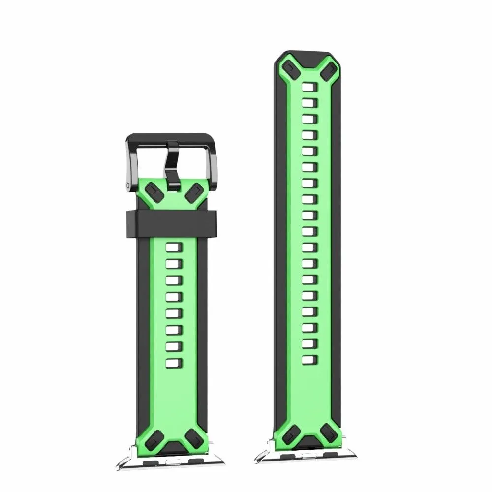 Apple Watch (45mm) color splice silicone watch strap - Grass Green / Black