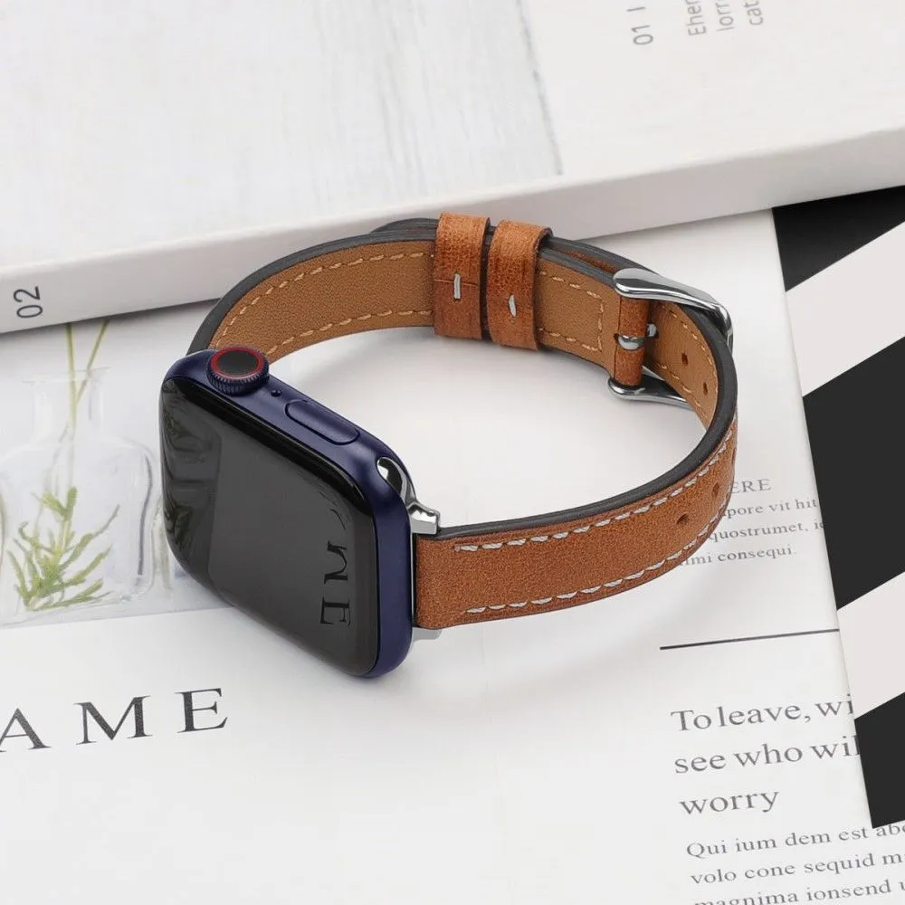 Apple Watch (45mm) retro genuine leather watch strap - Light Brown