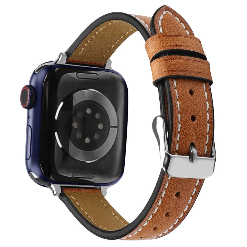 Apple Watch (45mm) retro genuine leather watch strap - Light Brown