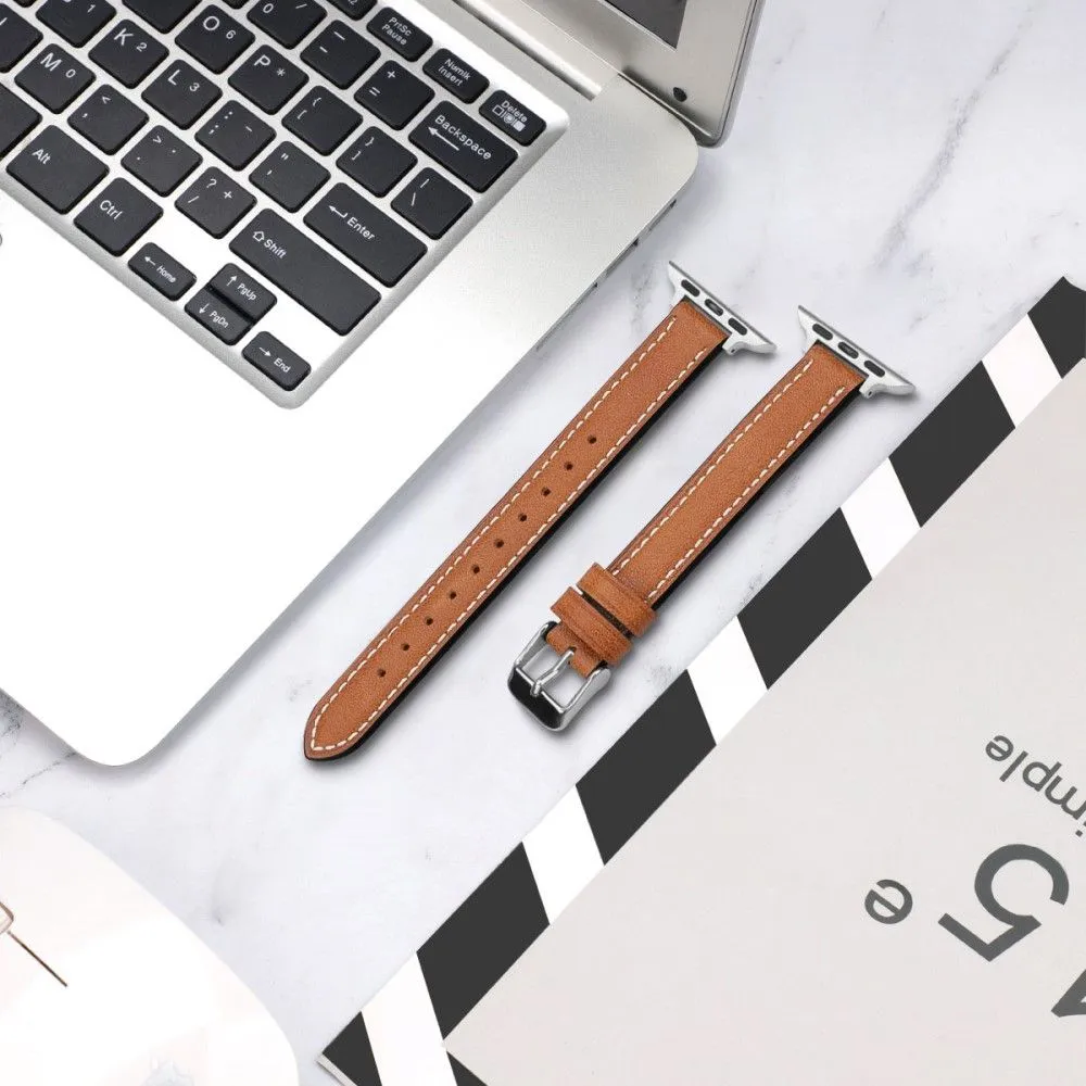 Apple Watch (45mm) retro genuine leather watch strap - Light Brown