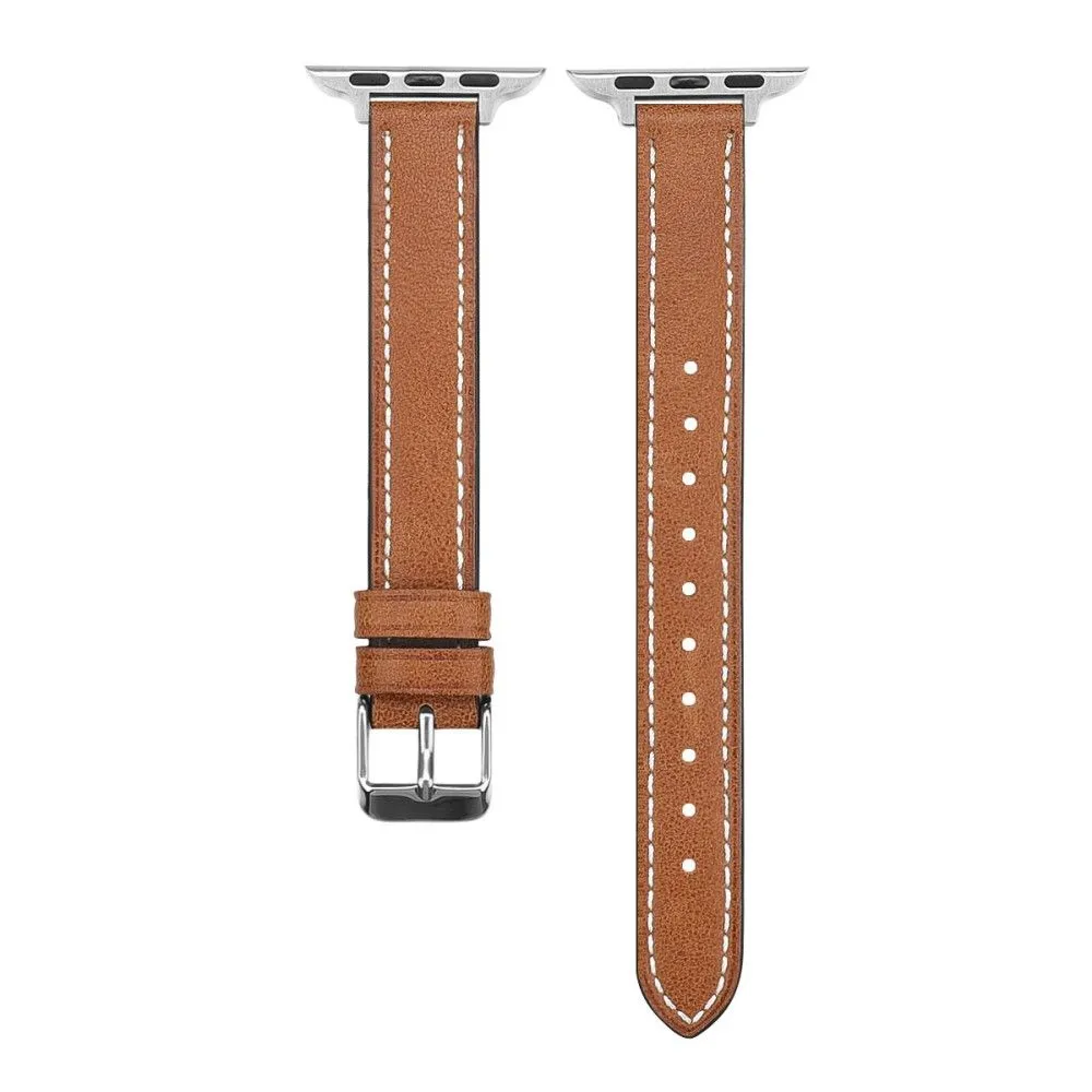 Apple Watch (45mm) retro genuine leather watch strap - Light Brown