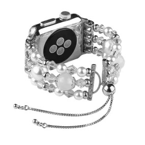 Apple Watch (45mm) stylish agate pearl watch strap - Agate / White