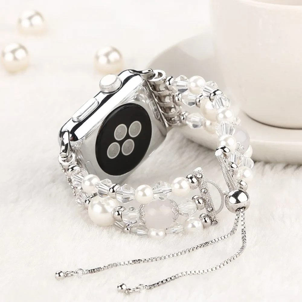 Apple Watch (45mm) stylish agate pearl watch strap - Agate / White