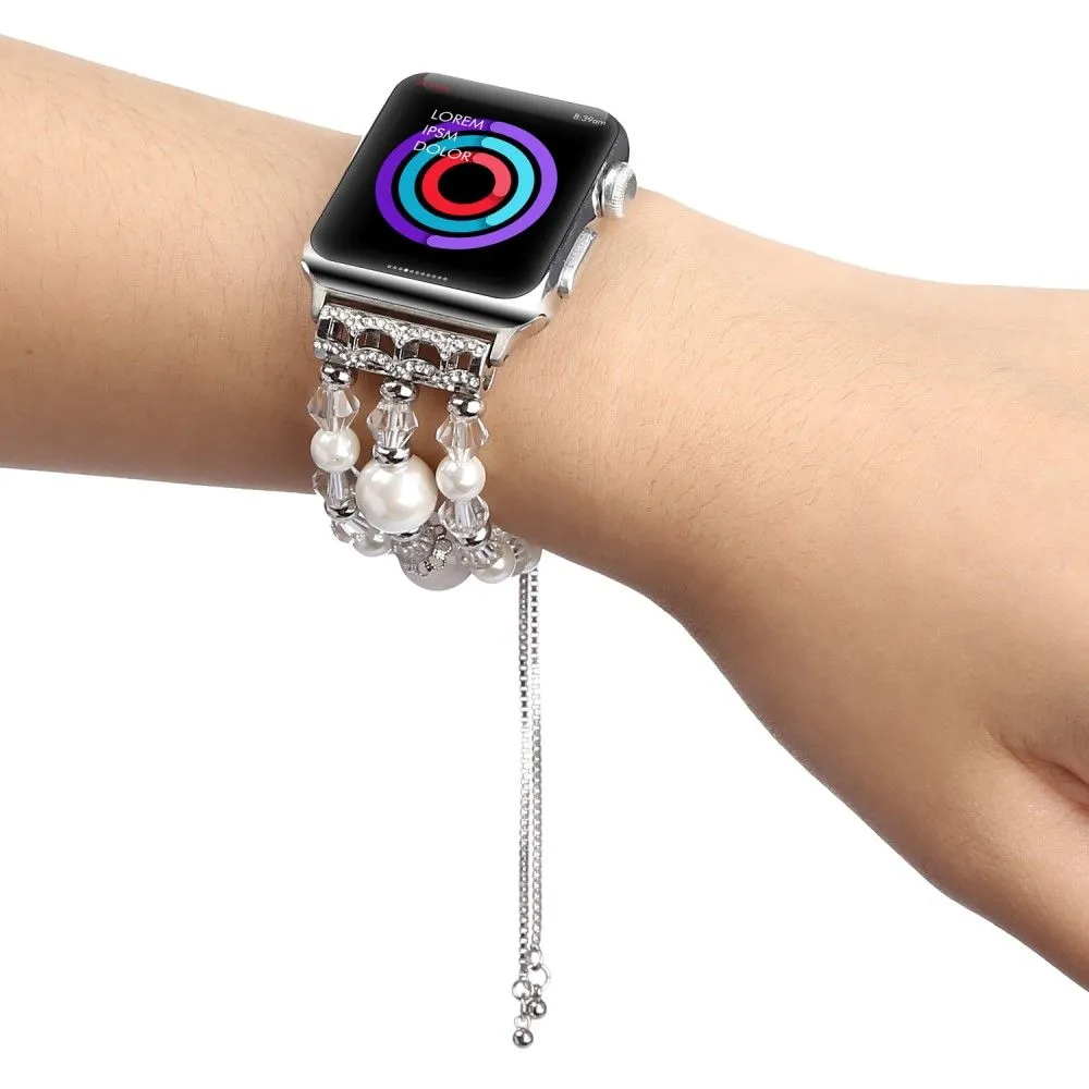 Apple Watch (45mm) stylish agate pearl watch strap - Agate / White