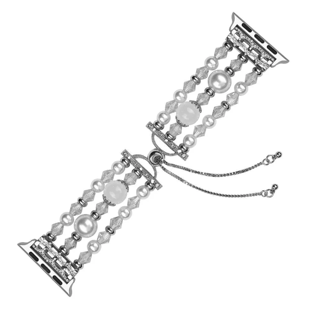 Apple Watch (45mm) stylish agate pearl watch strap - Agate / White
