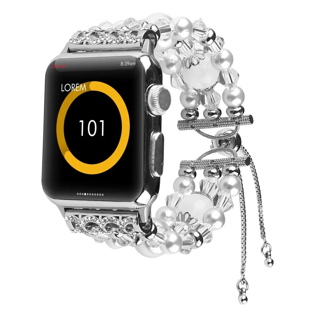 Apple Watch (45mm) stylish agate pearl watch strap - Agate / White