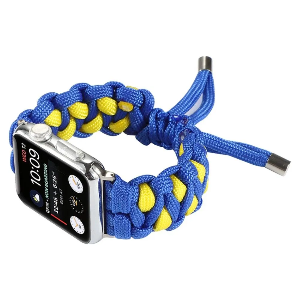 Apple Watch (45mm) unique nylon watch strap - Blue / Yellow