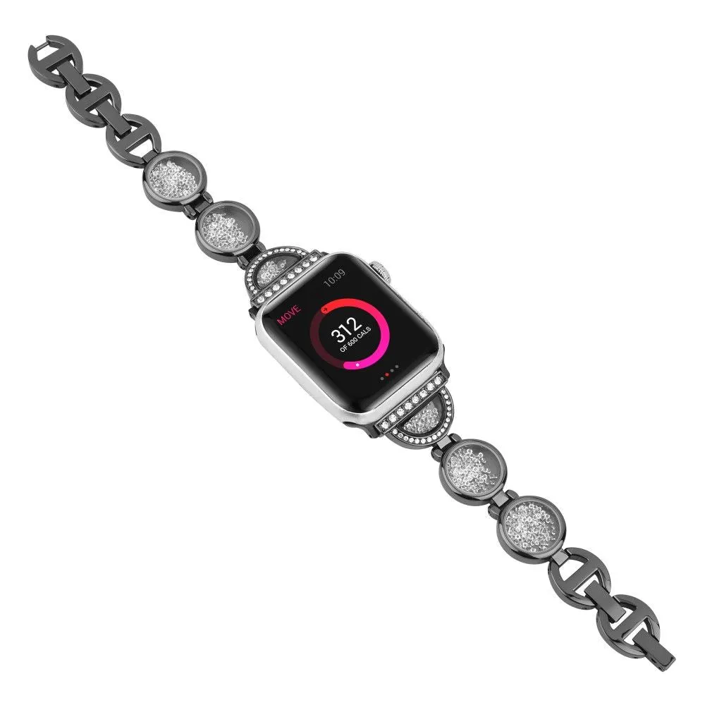 Apple Watch (45mm) unique rhinestone décor stainless steel watch strap - Black