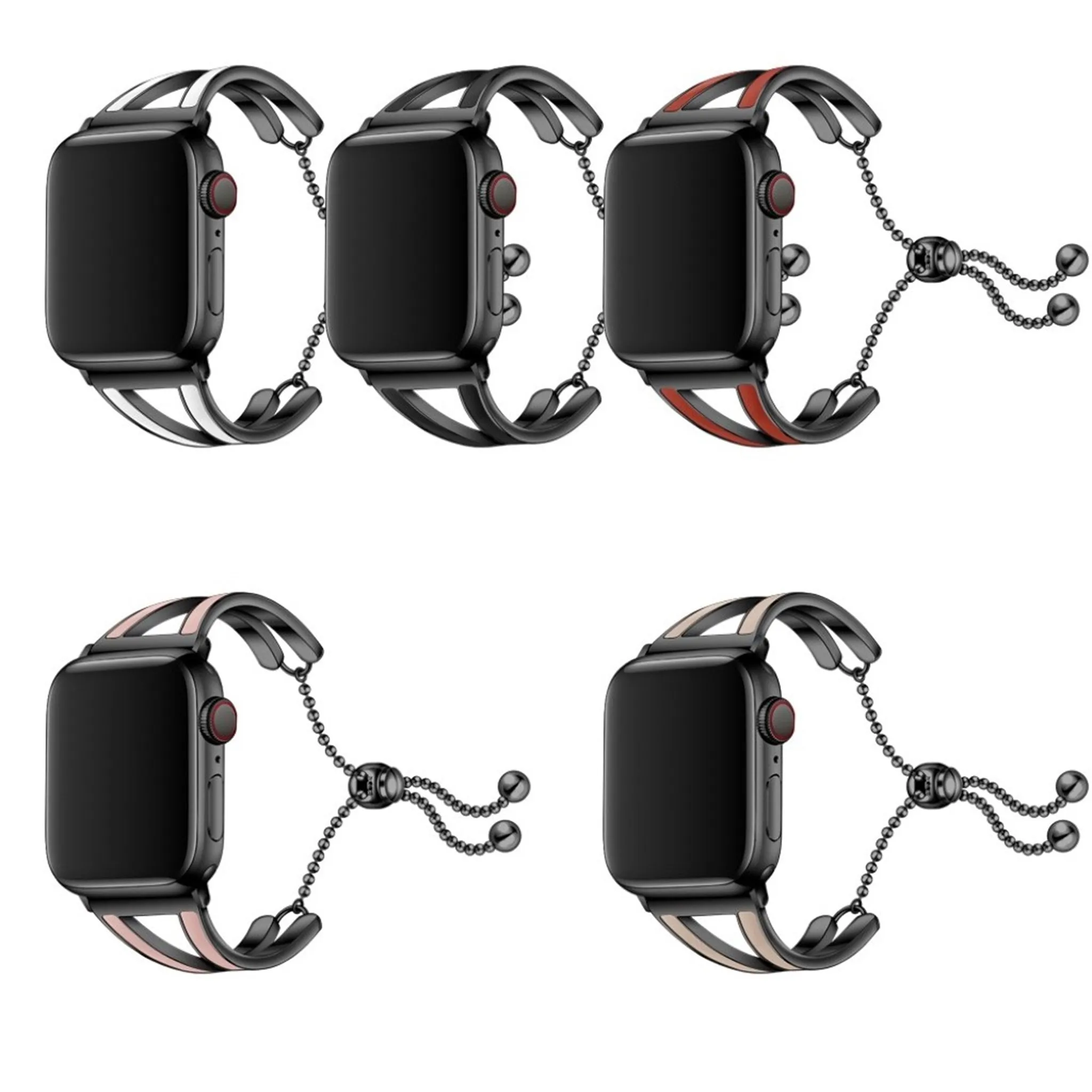 Apple Watch Series 6 / 5 44mm fashionable stainless steel watch band - Black / White