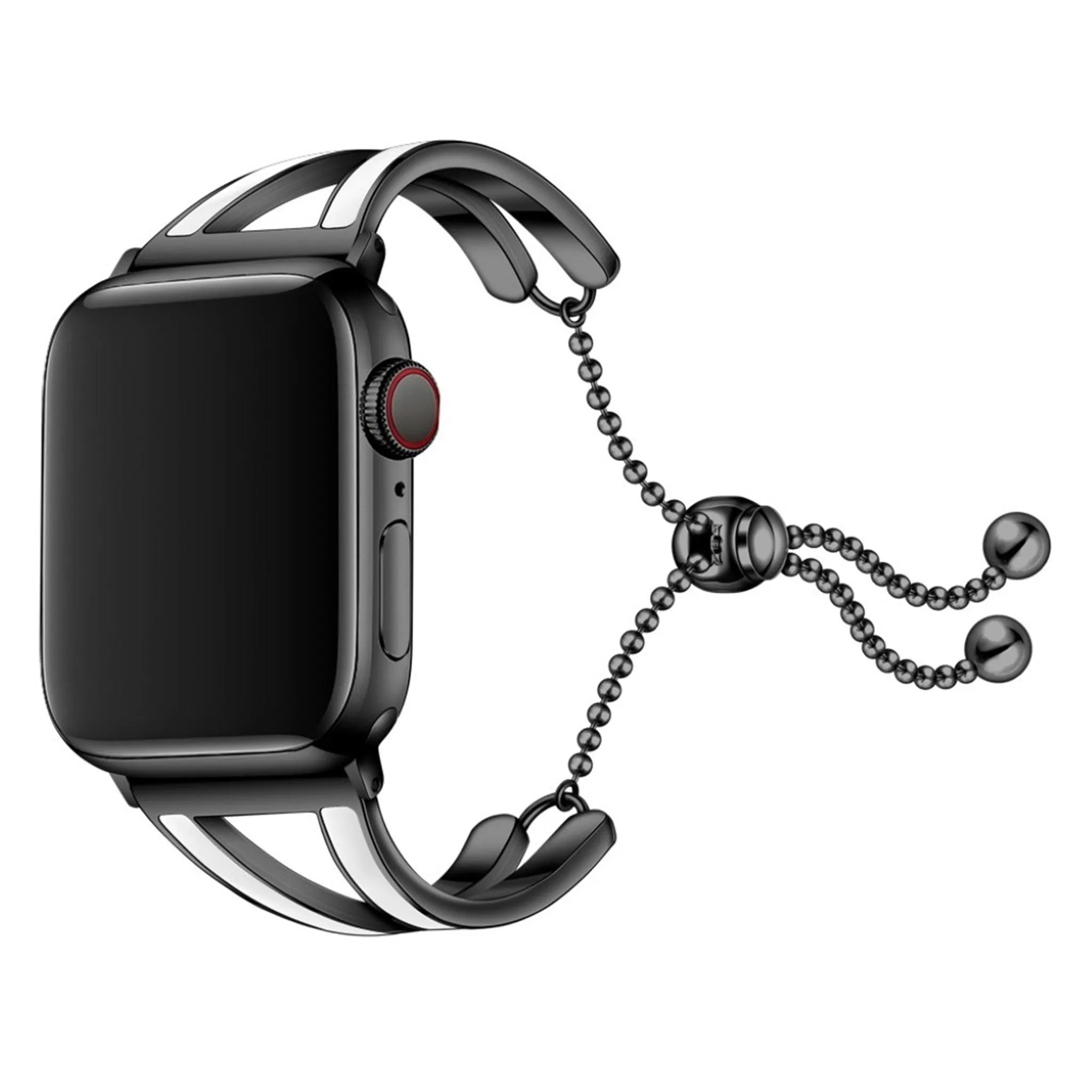 Apple Watch Series 6 / 5 44mm fashionable stainless steel watch band - Black / White