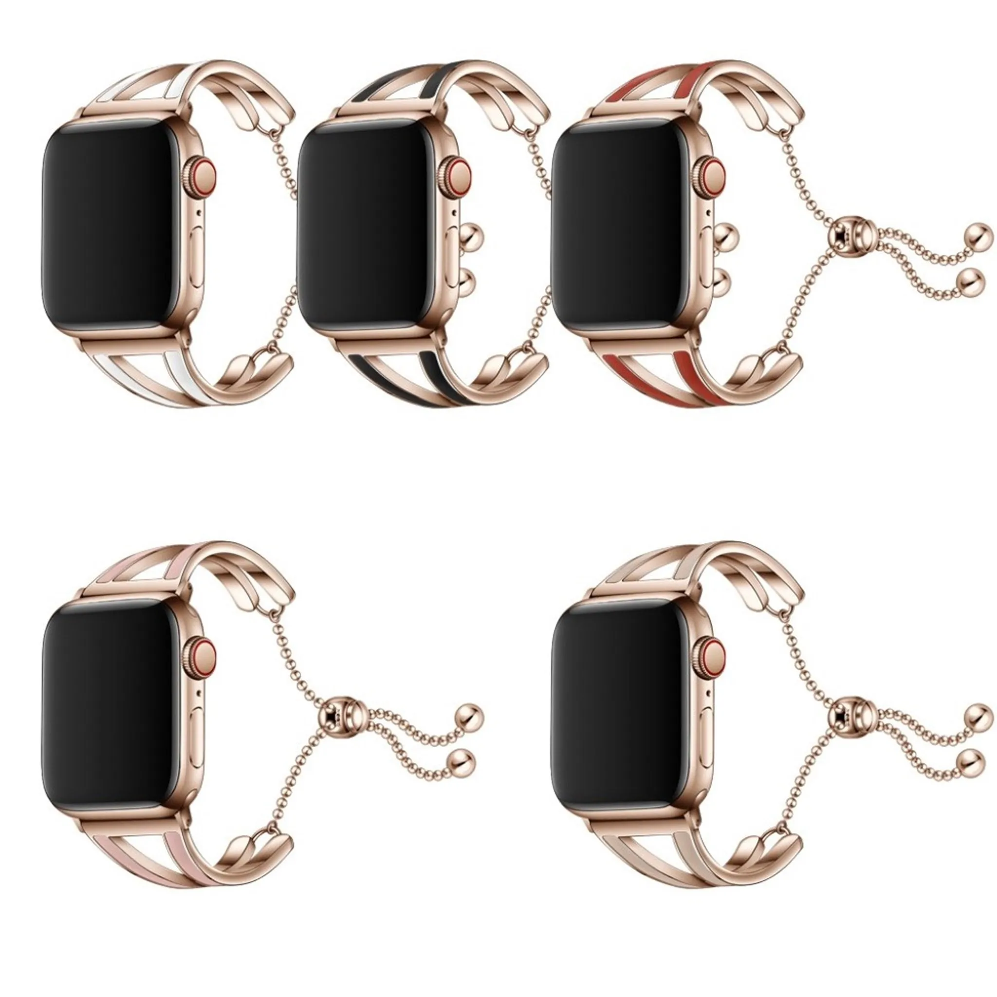 Apple Watch Series 6 / 5 44mm fashionable stainless steel watch band - Black / White